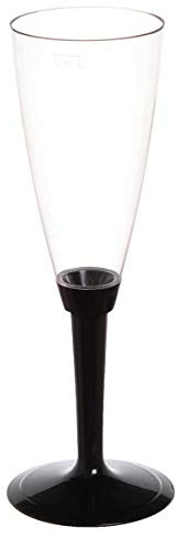 POLOPLAST PZ 100 CALICE FLUTE BASE NERA BLACK CHAMPAGNE BICCHIERI PROSECCO TRASPARENTI HAPPY HOUR APERITIVO APERICENA USA E GETTA