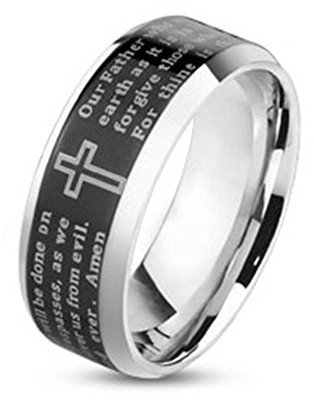 beyoutifulthings glänzender Kreuz Religion Band-Ring Chirurgenstahl 316L Verlobungs-Ring Partner-Ring Trau-Ring 47(15)-72(23)