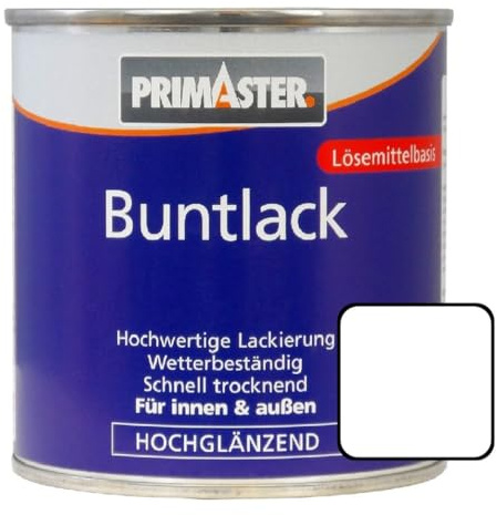 Primaster Buntlack 750ml Reinweiß Hochglänzend Wetterbeständig Holz & Metall