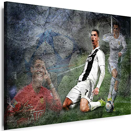 Myartstyle - Bilder Cristiano Ronaldo Fußball 100 x 70 cm Leinwandbilder XXL - 1 Teilige Wandbilder Kunstdrucke w-a-2031-10