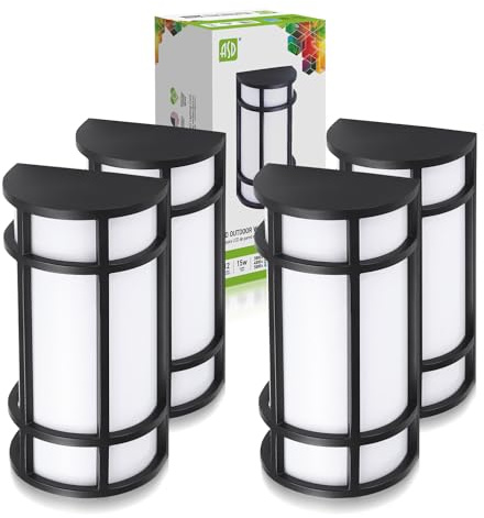 ASD LED 12 Half Cylinder Wall Light, Outdoor Patio Sconce | 3CCT, Stainless Steel, Waterproof, Energy Star, ETL Listed | 15W 1010LM 3000-5000K 100-277V | Exterior Lighting | Dark Bronze, 4 Pack