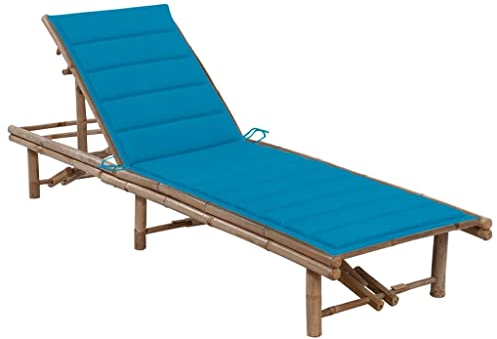 vidaXL Garten Sonnenliege mit Auflage Gartenliege Gartenmöbel Liege Saunaliege Strandliege Liegestuhl Relaxliege Freizeitliege Bambus