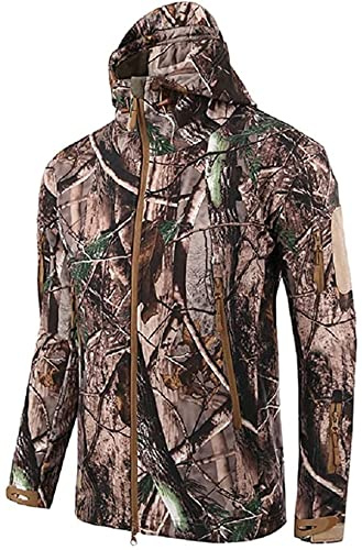 Czen Chaqueta Softshell de camuflaje táctico para hombre Otoño Invierno Ejército al aire libre Militar Forro polar Chaqueta impermeable con capucha Abrigo de caza