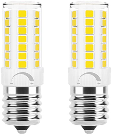 E17 Led Bulb Microwave Oven Light, Over Stove Appliance Replacement 40W Incandescent for Refrigerator, Range Hood, Dimmable, 120V 5W 450LM Daylight White 6000K, E17 Intermediate Base, Pack of 2