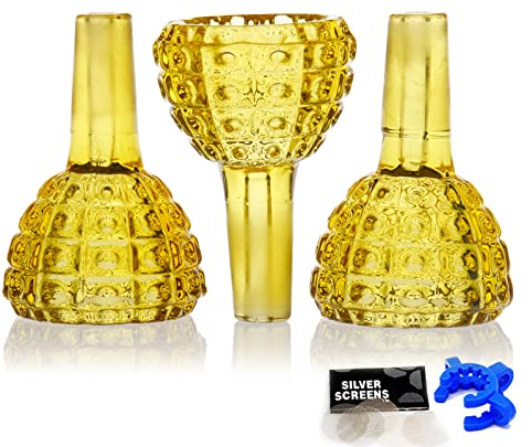 Glass Bong Bowl 14.5mm with Tobacco Cigarette, 3-Pack Large Diameter Bowls Oil Rig Pipe Bowls with Bongs Accessory Bowl for Smoking
