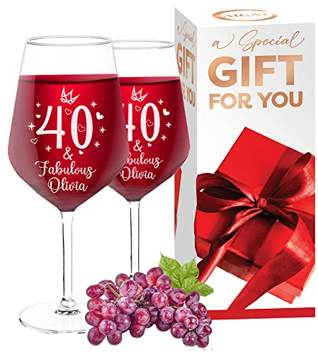AIGAT 2 copas de vino personalizadas de 530 ml, regalos de cumpleaños para hermanas o regalo de boda, copa de vino tinto personalizada duradera, regalo personalizado para cualquier ocasión