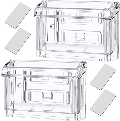 Vicenpal Outdoor Business Card Holder Clear Wall Mount Acrylic Business Card Box Included Peel and Stick for Office Store Trucks Wall Outdoor 4.25 x 1.46 x 2.87 inch(2 Pieces)