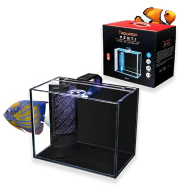 Aquatop Venti Professional Showcase Glass Aquarium Kit, 2-Gal – All-in-One Freshwater with LED Light - Breza Air Pump & Replaceable Filter Cartridge