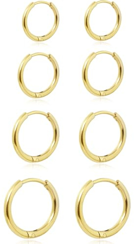 5 Paar Ohrringe Gold Creolen für Damen Herren, Hypoallergen 316L Chirurgenstahl Creolen Goldene Klein Huggie Ohrringe Set Snug Helix Knorpel Piercings Silber Ohrring Ohrschmuck