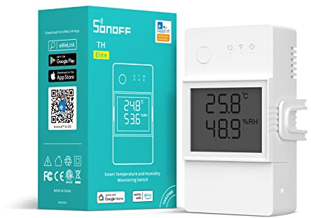SONOFF THR316D Elite 16A Smart Schalter mit Temperatur und Luftfeuchtigkeit Überwachung mit LCD-Bildschirm,Kompatibel mit Alexa/Google Home/IFTTT.