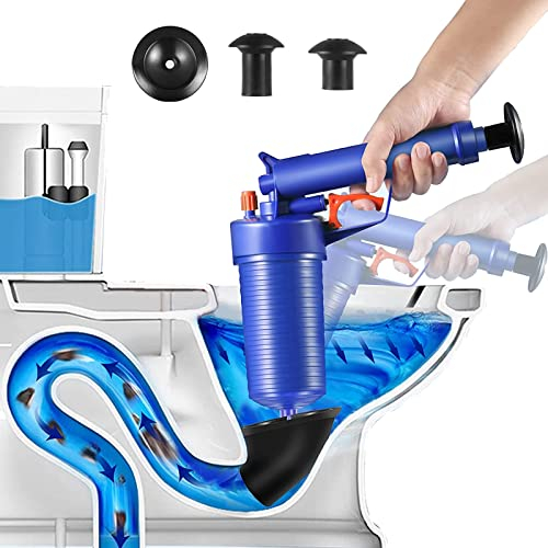 Pressluft Rohrreiniger, Druckluft Rohrreinigung Mit 4 Aufsätzen, Multifunktionale Reinigungspumpe Abflussreiniger Pumpe Für Verstopfte Abflüsse in Bad Küche Badezimmer Badewanne