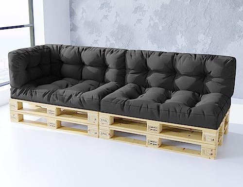 King Matratzen Palettenkissen Set für Europaletten - Premium Wasserdicht sitzkissen rückenkissen Indoor und Outdor 120x80 120x40 60x40 2 Farben (5er Set GRAU (13))
