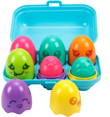 Toomies TOMY Hide and Squeak Bright Chicks Baby Toy - Baby Box of 6 Colourful Eggs, 3 Squeak and 3 Rattle - Shape Sorter Baby Sensory Toys - Toddler Toys and Baby Toys 6 Months Plus to 36 Months