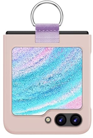EASSGU Coque Skin-Touch avec Anneau Métallique pour Samsung Galaxy Z Flip5 / Samsung Galaxy Flip 5 2023 (6.7) - Rose.