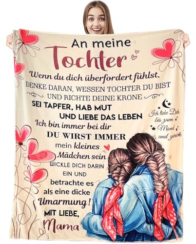Kuscheldecke für Meine Tochter - Brief Mit Positiver Ermutigung von Mutter, Super Weiche Flanelldecke für Sofa, Geburtstag Weihnachten Graduierung Geschenk