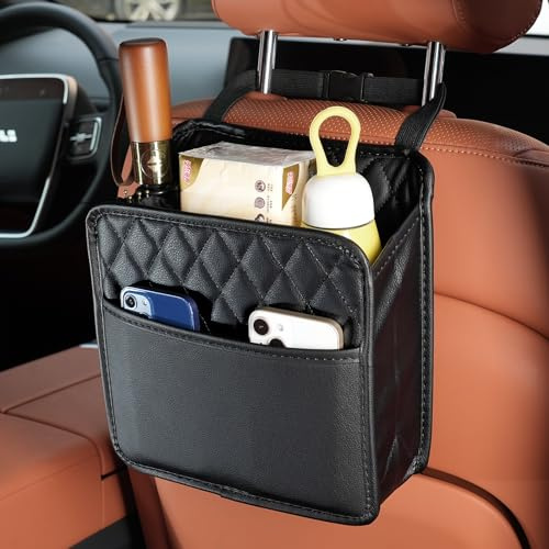 TepTupGa 2 Stück Autositz Zurück Hängetasche Auto Dokumentenhalter Multi-Pocket Flaschentasche Aufbewahrung Wasserdicht PU Leder Box Organizer Reise ordentlich Tasche Tasche Kinder