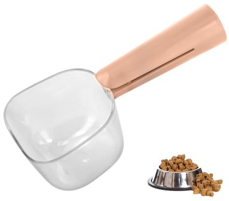 FESSOSKO Cuchara de Comida para Mascotas, Cuchara para Comida para Gatos, Cuchara para Comida para Perros con Báscula, Cuchara para Cereales Multifuncional, 250ml (Rosa)