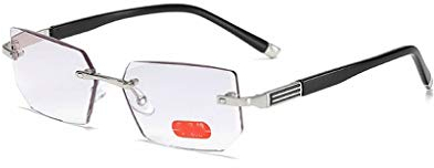 LXZSMH Gafas de Lectura, Prism Gafas de Lectura sin Marco, Mujeres Elegantes antideslumbrantes, Anteojos, bisagra de Resorte, Dama (Color : Silver, Size : 2.5)