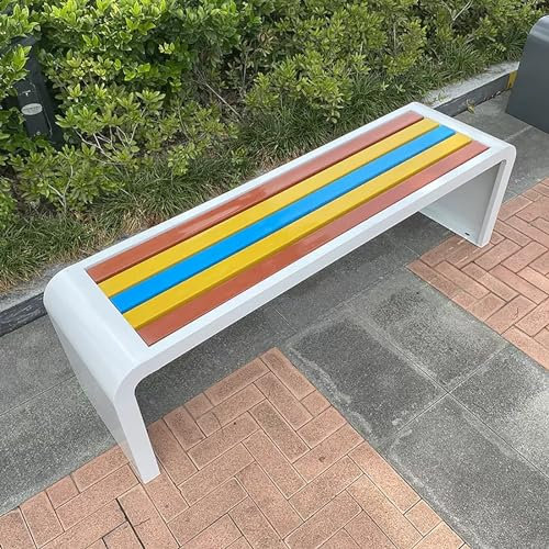 Gartenbank aus Metall, Außenbank ohne Rückenlehne, Parkbank aus Stahl, Sitzmöbel für die Terrasse, Bankstuhl, wetterbeständig, 2 bis 3 Sitzer, für Hof, Veranda, Weg, Rasen, Hinterhof (Farbe: