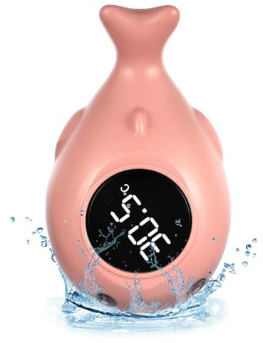 YUFFQOPC Baby Badethermometer Hohe Temperaturwarnung Badewannenthermometer Wasserdicht Baby Thermometer Badewanne Thermometer Baby Keine Batterie-Netter Rosa Wal-Automatisch Öffnen Und Schließen