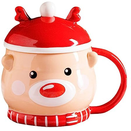 Cabilock Elch Wasserglas Latte-becher Becher Mit Heißer Schokolade Kaffeetassen Mit Deckel Dekorativer Party-wasserbecher Kinderbecher Weihnachtsbecher Kaffeebecher Keramik Wiederverwendbar