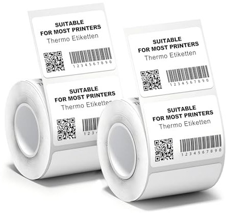 Logei Etiketten，2 Rollen 30 * 20 mm Etikettendrucker selbstklebend Thermo Etiketten，Adressaufkleber Wasserdicht Etikettenband Papier für Etikettiergerät Ersatz,kleine Unternehmen,Schule, Büro