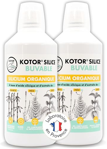 KOTOR SILICE BUVABLE 1L | Lot de 2 | Silicium Organique Naturel et Francais | Fortement Dosé | Articulations, Os, Cartilages, Peau, Ongles, Cheveux | Silicium + Bambou + Ortie + Prêle