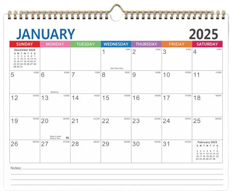 Kalender 2025 bis 2026 Wandkalender - 18-Monats-Spiralwandkalender von Januar 2025 bis Juni 2026, Großdruckformat | Wandkalender mit To-Do-Listen & Notizen zur Urlaubsplanung und Organisation