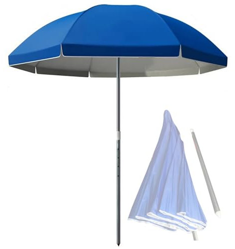 Parasol de Table de Jardin 240/260/280/300 cm,Parasol d'extérieur pour Terrasse,Balcon,Plage,Arrière-cour, 8 Baleines Robustes et Protection Solaire UV50+(8ft/240cm)