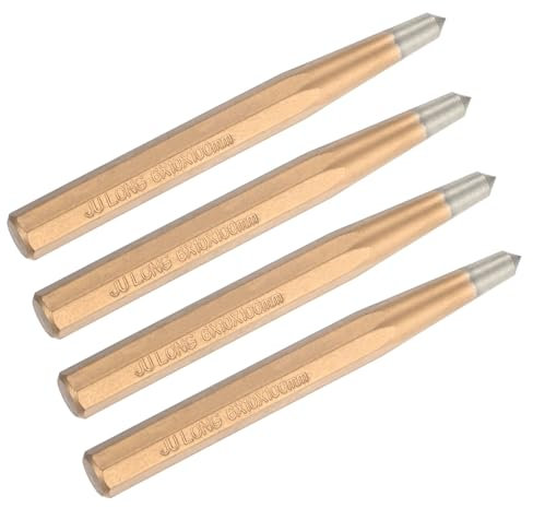 M METERXITY 4-Pack Center Punch 6mm Shank Point, 10x100mm Alloy Steel Center Punch Tool, Impact Resistant Metal Punch Center for Mark/Drilling/Punching/Scribing/Locator/Starting Nail [Golden]