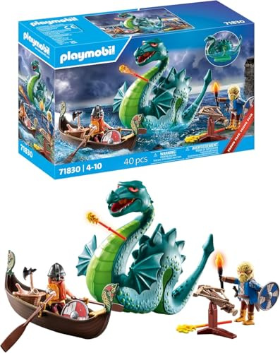 PLAYMOBIL | Wikinger mit Seeungeheuer | Lernspielzeug ab 4 Jahren | Fantasievolles Spielzeug | Drachenfigur & Wikingerschiff | Kreativitätsförderndes Spielzeug | 71830