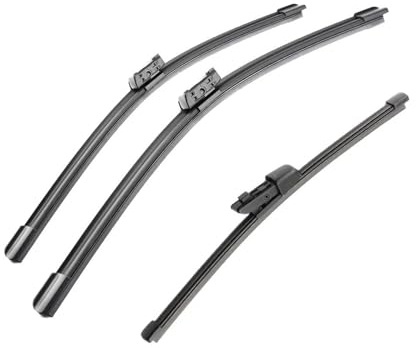 Juego de 3 Limpiaparabrisas para Golf 7 MK7 Hatchback (2012-2020) | Delantero 26+18 y Trasero 11 | Conector Botón 16mm | Apto para GTI, GTD, R