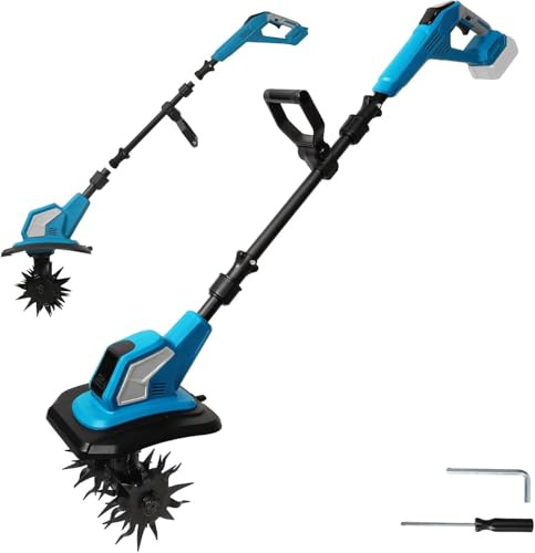 Akku-Bodenhacke für Makita 18V Batterie, 550W Gartenfräse Akkus, 20cm Bodenbearbeitungstiefe,15cm Bearbeitungsbreite, 360RPM, Klappbar Gartenfräse Elektrisch (Ohne Akku-B)