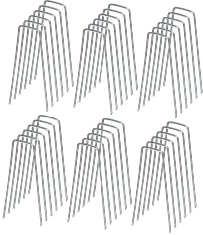 iplusmile 60 pièces Piquets U Galvanisé pour Jardinage Lot de Agrafes pour Gazon Artificiel et Toiles Paillage Résistants Aux Intempéries et Durables
