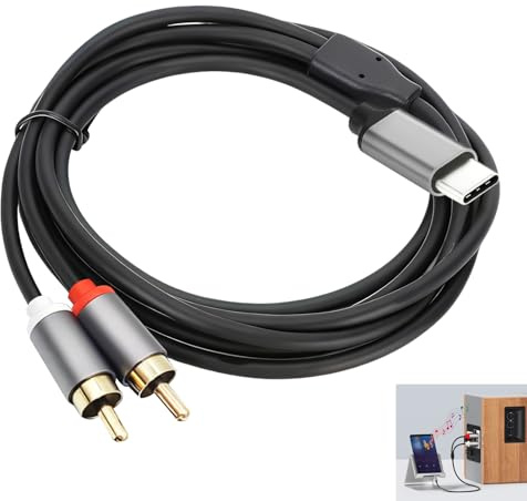 Câble USB C vers 2 RCA, Câble Audio USB C RCA, Adaptateur 3,5mm, Compatible avec iPhone 15, Samsung, Huawei, Xiaomi, Enceintes, Amplificateur, Home Cinéma, HDTV, Barre de Son (1 mètre)