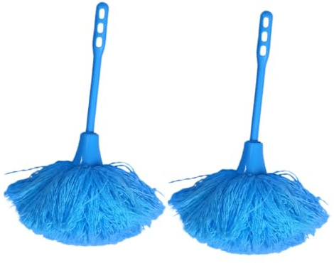 CHICAMPERA 2 piezas Plumero Pequeño con Mango para Limpieza del Hogar y Interior de Vehículo Duster Electrostático para Muebles y Superficies Delicadas Ligero y Portátil Color Azul