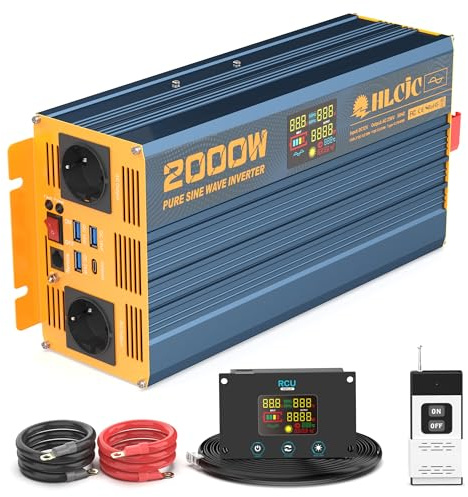 HLCJC Spannungswandler 2000W/4000W Reiner Sinus- Wechselrichter 12V auf 230V