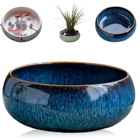 2026 New Lotus Bowl Planter, Lotus for Planting in Water, Creative Hydroponic Planter, Ceramic Flower Bowl for Indoor Plants, Large Caliber Flow Glaze Non-Porous Hydroponic Container (Style A)