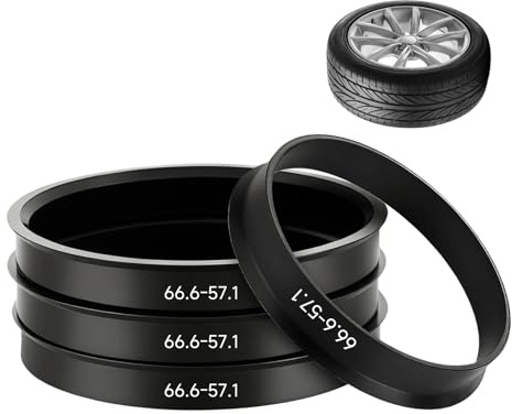 Zynqo 4 Pcs Bagues de Centrage 66,6 à 57,1, Anneaux de Centrage Jante en Plastique Noir, Bagues Universelles pour Roues, Compatibles avec VW Mercedes, Réduction des Vibrations, Ajustement Précis