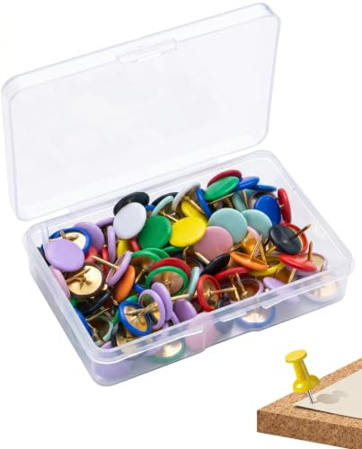 BTACGWP 100 Stück Reißzwecken 10 Bunte Farben, Reißnägel PVC-beschichtet (95x60x17mm), Heftzwecken für Korkwände, Vermeidet Druckstellen auf Poster & Pinnwänden, Ideal für Büro & Schule
