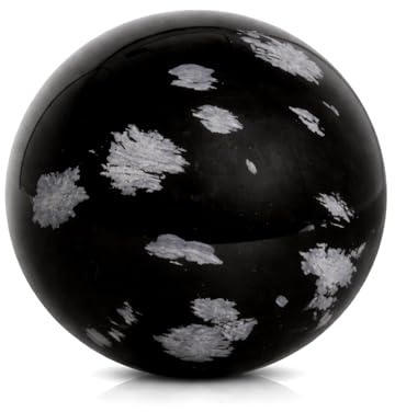 Budawi® Schneeflockenobsidian Kugel 4 cm | Deko Kugel aus Naturstein | 78 g | Kristallkugel Deko | Wohnaccessoire | Organzasäckchen | Geschenk