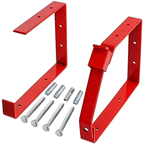 Spares2go Universal Lockable Wall Ladder Storage Rack Brackets (Red)