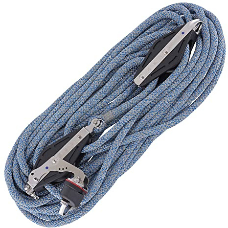 Sprenger Großschot-Talje 10 mm Seilzug I S-Block Nadellager, Schotklemme - 15 Meter Schot | UV-beständiger Kunststoff und rostfreier Edelstahl | mit wiederverschließbarer Aufbewahrungstasche