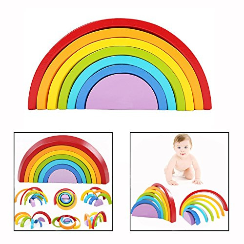 Cisixin Regenbogen Spielzeug Set,Regenbogen Holzspielzeug