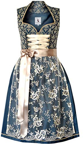 Alpenmärchen Midi Dirndl aus Exklusiver Kollektion inkl. Spitzenschürze Gr.32-54 - ALM660