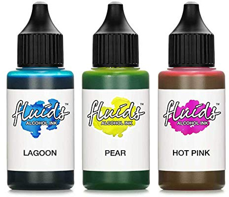 Octopus Fluids Alcohol Ink Set 02, Alkoholtinte, 3 x 30 ml | Farben Lagoon, Pear, Hot Pink, für Alcohol Ink Art auf glatten, nicht porösen Oberflächen