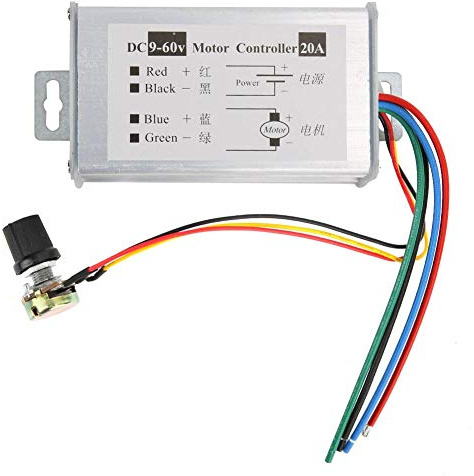 FTVOGUE DC Motordrehzahlregler 20A, 9-60V, 1200W, PWM-Steuerung | Mit Vor-/Rückwärts, verhindert Rückdrehung, für Roboter und CNC