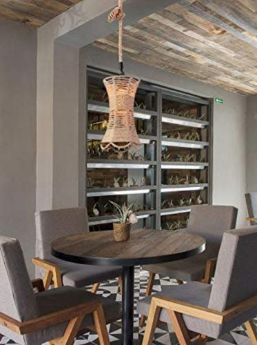 Millelucciole Lampadario sospeso con corda di canapa E27 portalampada attacco grande pendente da soffitto design country rustico a forma cilindro