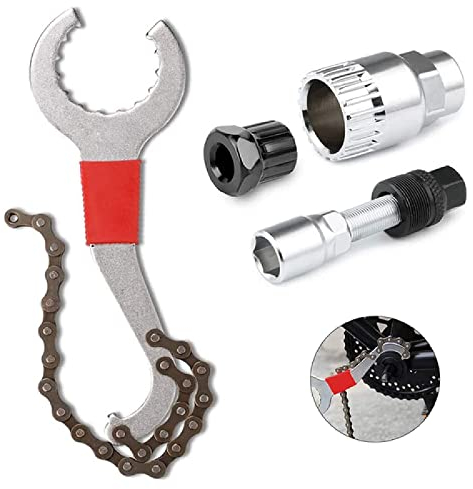 Fahrrad-Reparatur-Werkzeugsatz, Fahrrad-Kurbel-Innenlager-Entferner Kettenpeitschen-Kurbel-Entferner, Fahrrad-Kassetten-Entferner, genietete Kurbel