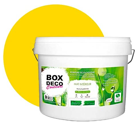 BOX DECO COULEURS Pintura de pared natural ecológica con aspecto mate interior Natura – 10 l/130 m², amarillo limón